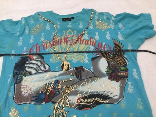 Christian Audigier T-Shirt für Herren Größe: Medium - Farbe: hellblau - Bild 5 von 9
