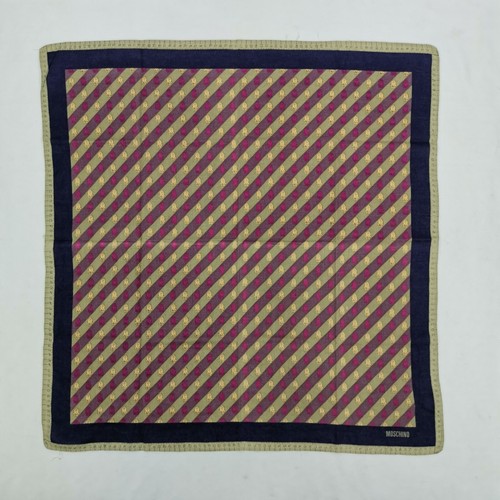 Vintage Moschino Handkerchief Scarf Striped Pocket Square Neckerchief Bandana - Picture 2 of 4