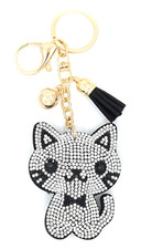 TB Cute Kitty Cat Rhinestones Cotton Plush Women Car Charms Pendants Keychains
