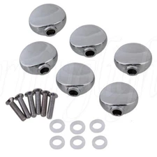 Chrome Alloy Guitar Tuner Machine Head Buttons with Screws Pack of 6