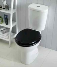 18" Universal Black Toilet Seat Wooden Standard Traditional Bathroom Oval Seat