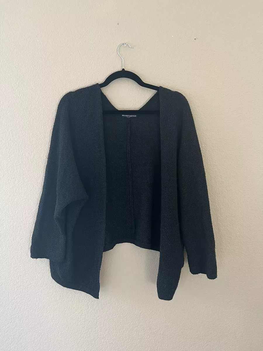 Brandy Melville Cardigan Womens One Size Black Open Front Knit Cover Up  High Low