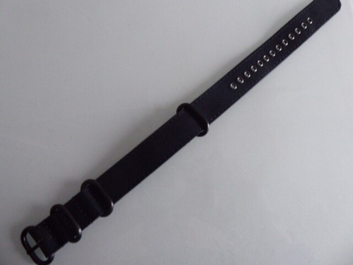 Correa de reloj de lino 20 mm negra Canvas Strap ZULU anillos redondos acero inoxidable negro - Imagen 3 de 5