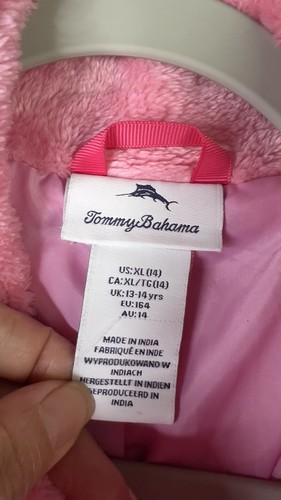 Tommy Bahama Fleece Jacket Youth Girls XL/14 Pink Faux Fur L/S Full Zip Barbie - Picture 9 of 16