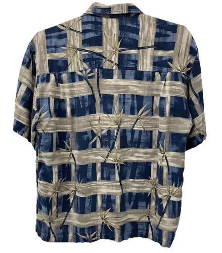 Bamboo Cay Resort Wear 100% Silk Men's Large Button Up Short Sleeve Bamboo Print - Picture 5 of 5