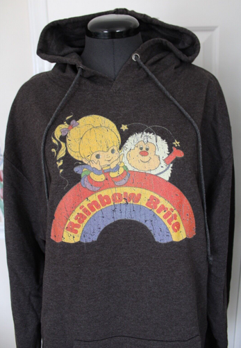 Women's Sweatshirt RAINBOW BRITE Hoodie Brown Pockets LS Size 2XL Delta Fleece - Picture 5 of 13