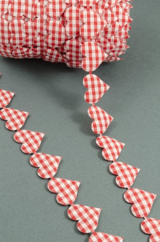 VINTAGE Gingham Ribbon Heart Cotton trim Jute LOVE Linen Hessian sewing lace - Picture 7 of 22