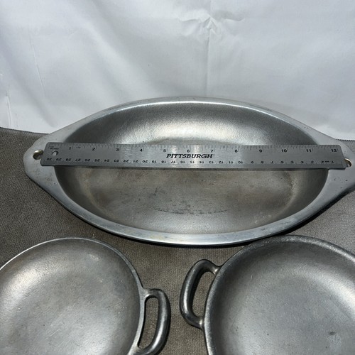 3pc Lot Vintage 1X Wilton Armetale  Oval Platter W/Handles/2X Dish with Handles - Picture 4 of 6