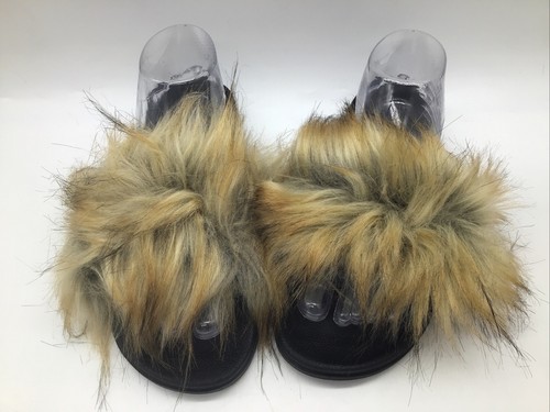 Women’s Fluffy Faux Fur Open Toe Slides Sz. 9M (40/41) - Picture 8 of 13