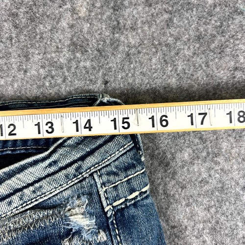 Pantalones de mezclilla Miss Me para mujer talla 28 azul tiro bajo capri solapa bolsillos elásticos cremallera - Imagen 9 de 11