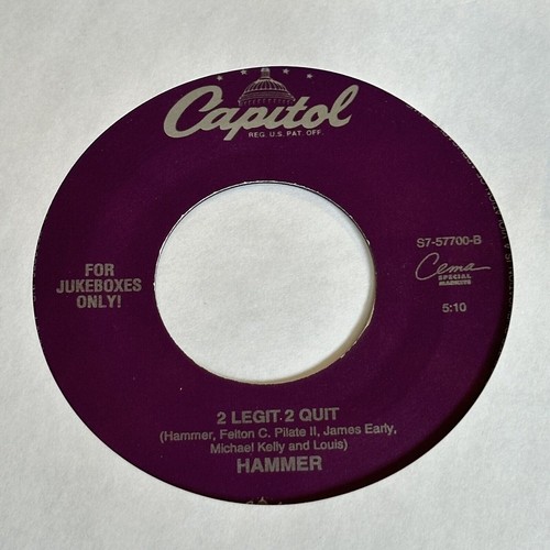 MC Hammer - 2 Legit 2 Quit - 1991 Capitol Records S7-57700 Jukebox 45 1/min - Bild 2 von 2