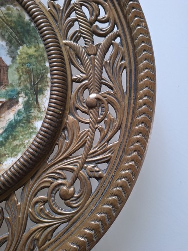 Plate Wall Plate Brass Decorative Wall Porcelain Flat Brass Fr - Photo 17 sur 20