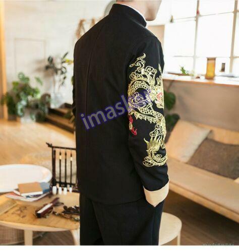 Chic Mens Cotton Coat Tang Suit Han Chinese Clothing Jacket Embroidery MOON - Picture 9 of 20