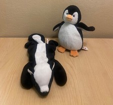 1995 Ty Beanie Babies Collection Stinky the Skunk & 2007 Chill the Penguin