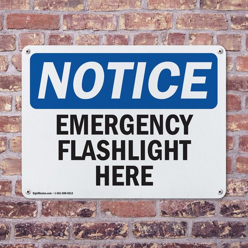 (2 Pack) Emergency Flashlight Here OSHA Notice Sign Decal Metal Plastic - Bild 4 von 21
