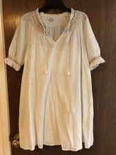 madewell White Rainbow Smocked Dress Sz Medium Lined Coastal Peasant 