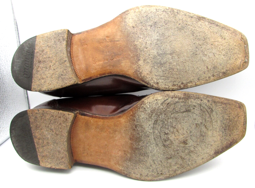 Vintage MAURI Ostrich Leather Shoes Brown Slip-on Derby Mens 9.5 Italy - Picture 14 of 18