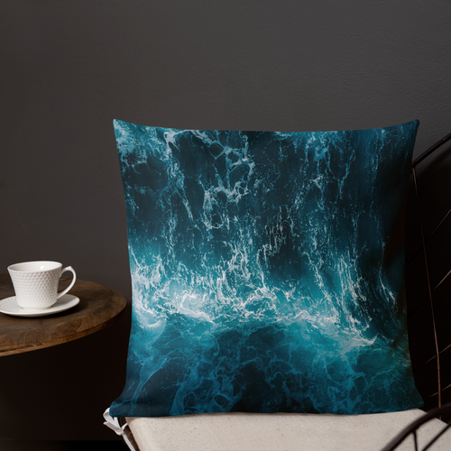 Ocean Waves Pillow | Coastal Print Decorative Cushion | 18x18, 20x12, 22x22 inch - Picture 26 of 44