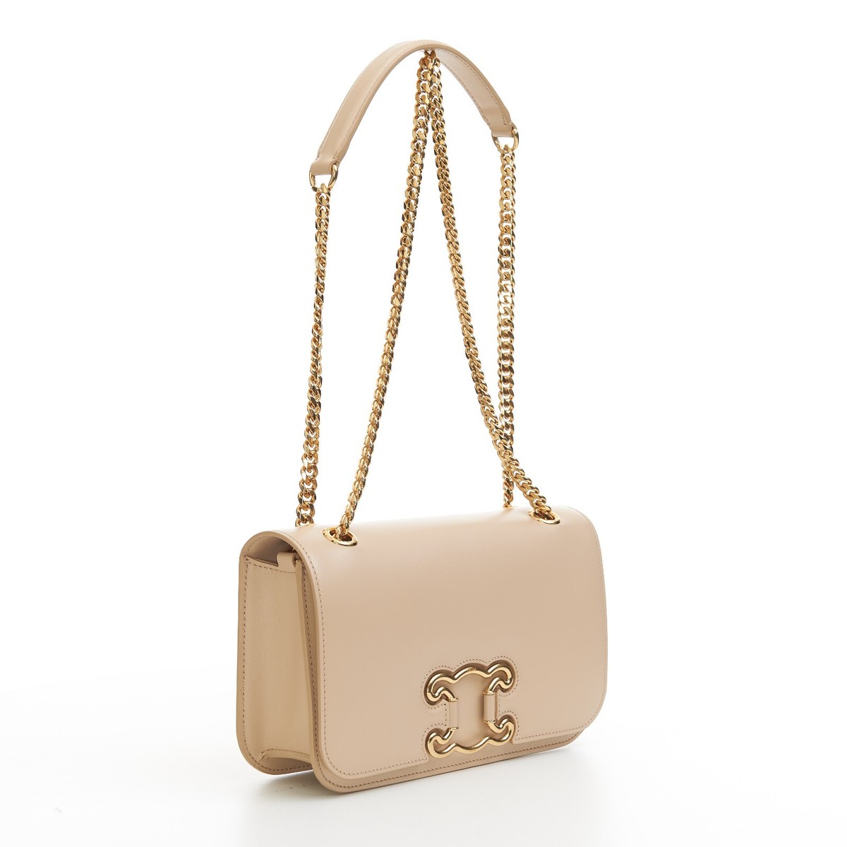 Celine Medium Bag Triomphe Frame In Shiny Calfskin