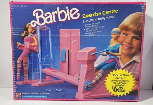 Vintage Barbie Work-Out Center Bike, Locker, Pull Down Machine 1984 In Box - Picture 1 of 22