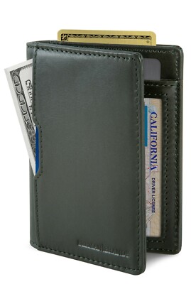 SERMAN BRANDS- RFID Blocking Genuine Leather Thin Minimalist Front Pocket Wallet
