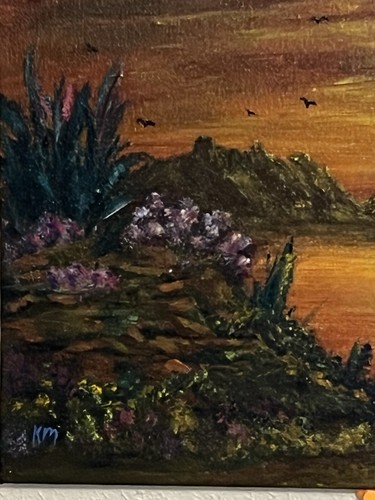 Christian Painting The Cross Crown Of Thorns OOAK 9x12" Canvas Board Acrylic Art - Picture 3 of 6