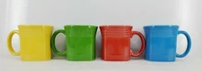set lot 4 "SQUARE" MUG sunflower shamrock peacock scarlet FIESTA WARE 13 OZ new