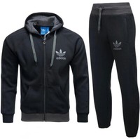 Mens Adidas SPO Full Tracksuit Set Black & Grey