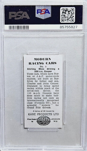 1954 Kane Modern Racing Cars #5 Stirling Moss F1 Racing Card PSA 5 EX - Picture 2 of 2