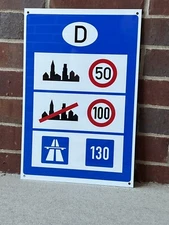 Autobahn City road sign German European Porsche BMW Mercedes Audi vw 18"