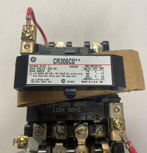 GENERAL ELECTRIC,CR306C002,MAGNETIC STARTER SIZE 1 27A 600V NOS - Picture 2 of 4