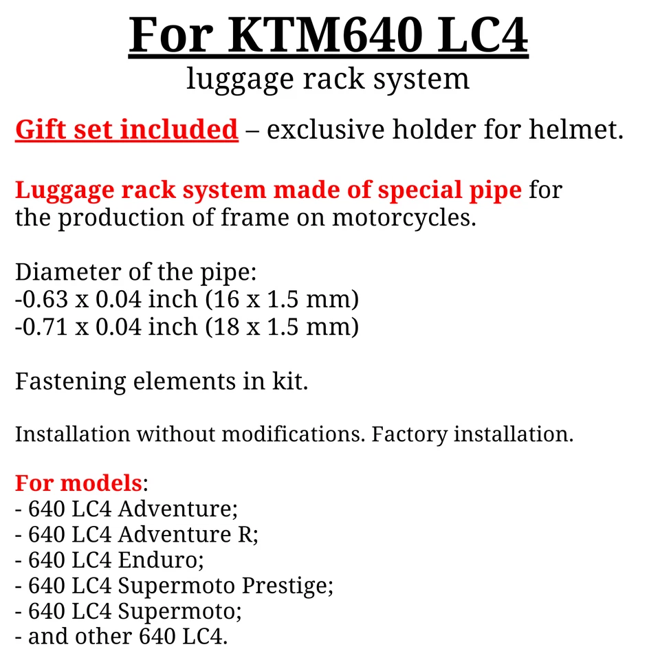 Sistema de equipaje portaequipajes para KTM 640 LC4 640 Adventure portaequipajes lateral Supermoto, Bonus Foto 3 de 4