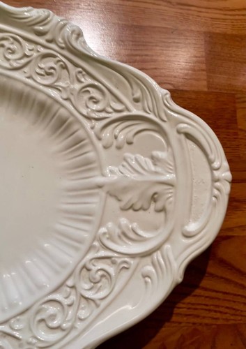 WHITE BAROQUE STYLE OVAL 18" SERVING PLATTER~HAND MADE IN ITALY~NEW~TAGS - Picture 3 of 3