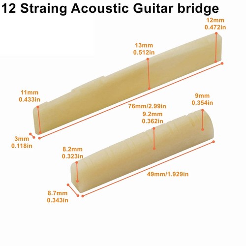 Guitar Bridge 1pairs 6/12 String Acoustic, Classical, YMH Real Bone Guitar Nut S - Bild 8 von 14