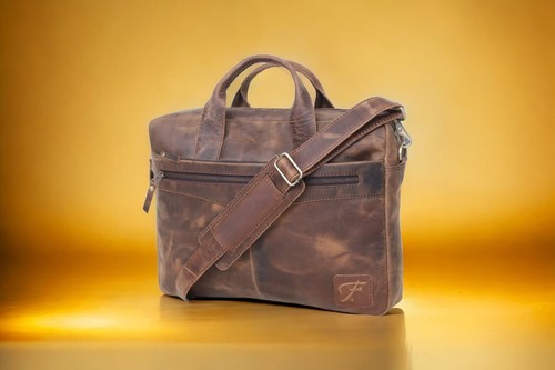 HANDMADE IN ITALY DESIGNER TAN LEATHER BRIEFCASE LAPTOP SATCHEL BAG MESSENGER - Picture 10 of 16