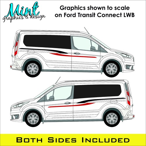 LWB FORD TRANSIT CONNECT COMPATIBLE CÁMPER RAYAS GRÁFICOS CALCOMANÍAS ST 010 - Imagen 3 de 4