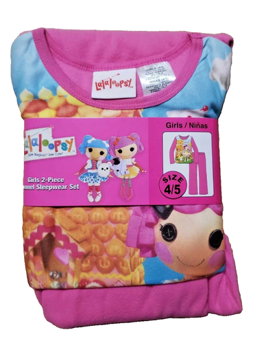 Lalaloopsy Girl's 2 Piece Flannel Sleepwear Set Cute Sleep Shirt Bottom Size 4/5 - Picture 1 of 3