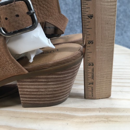 Lucky Brand Boots Womens 9.5 M Bray Slingback Booties Brown Leather Block Buckle - Picture 11 of 17