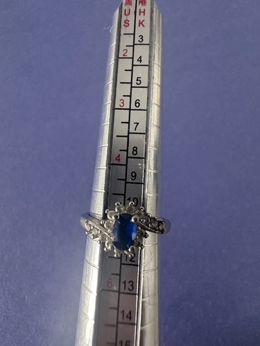 Anillo de Plata de Ley Talla 5 Cristal Azul Halo Ovalado Facetado Impresionante Pinky 925 - Imagen 4 de 12