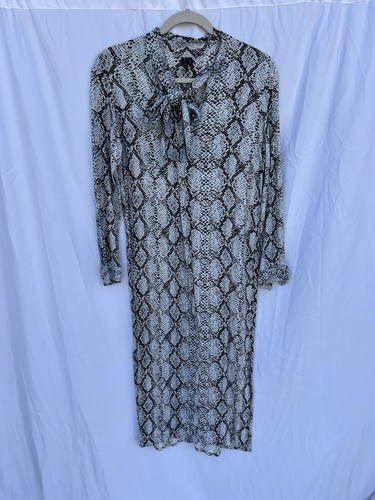 Rare Anthropologie Blnk London Imanio Snakeskin Midi Shirtdress Size XS - Picture 1 of 7