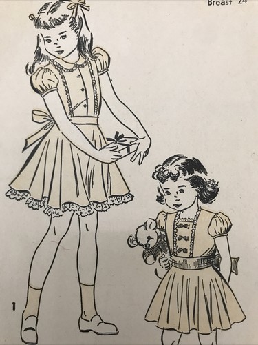 Abito bambina anni 40 vintage modello cucito avanzato #4926 sottoveste bottoni COMPLETO - Foto 2 di 3