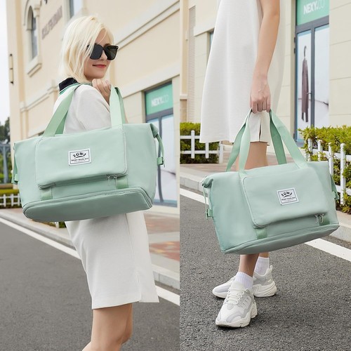 Travel Tote Bags, Expandable Overnight Weekender Bag for Women Foldable Carry-On - Picture 6 of 7