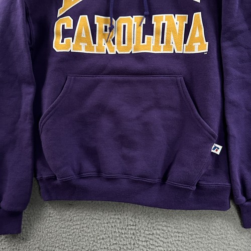 Vintage East Carolina Russell Athletic Mens Hoodie Purple Size XS Cotton Blend - Afbeelding 4 van 12