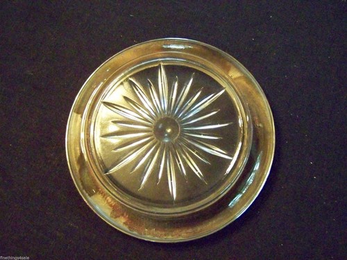 WHITING AMERICAN STERLING FANCY BEADED EDGE GLASS / CRYSTAL HUGE BOTTLE COASTER - Picture 2 of 3