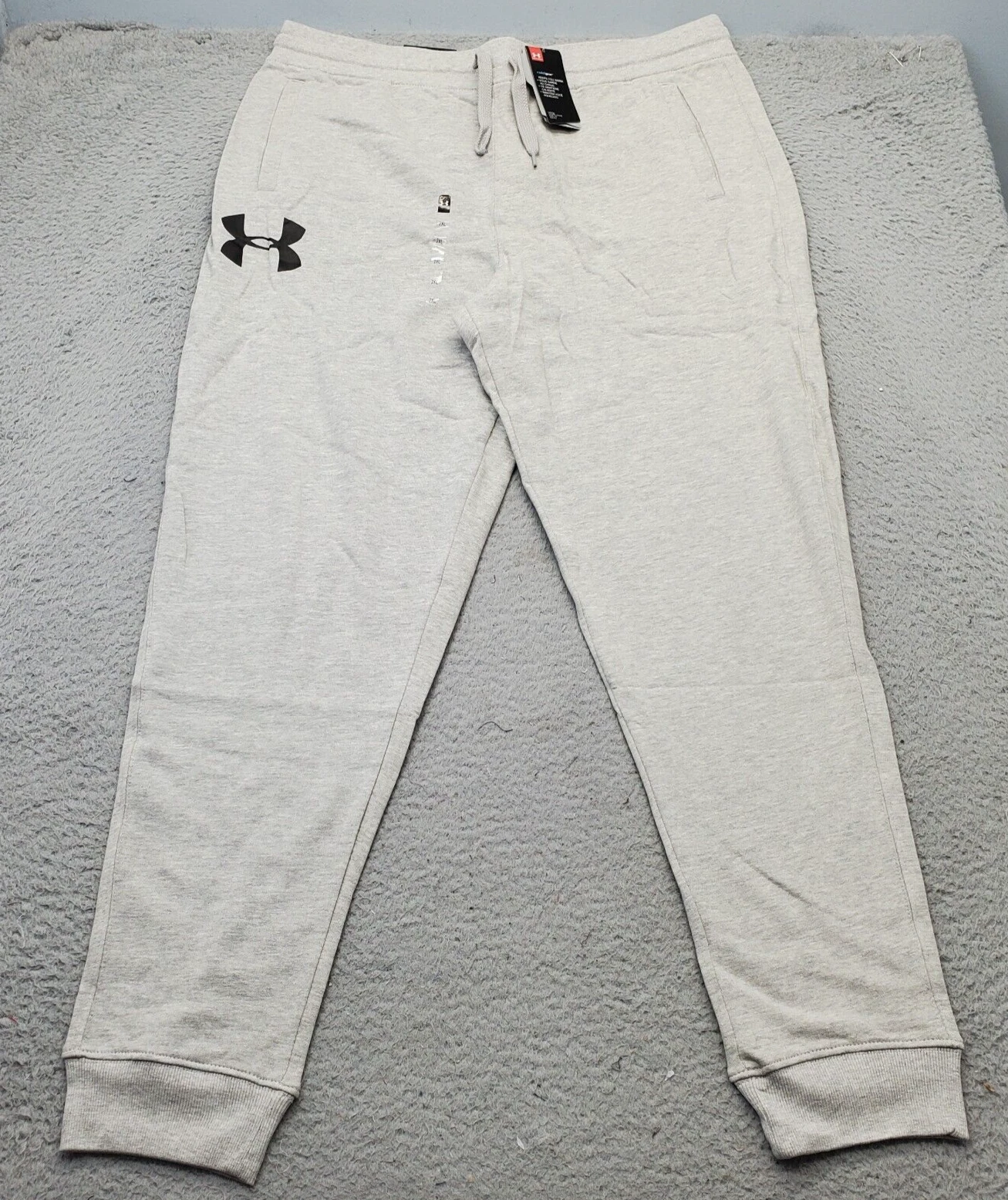 Under Armour Jogger Pants Men 2XL Gray Fleece Lined Elastic Waistband Drawstring