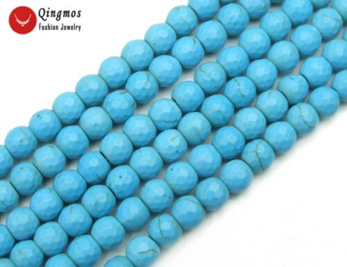 Perline turchesi blu sfaccettate rotonde naturali 6 mm per fare gioielli fai da te 15'' lo806 - Foto 3 di 6