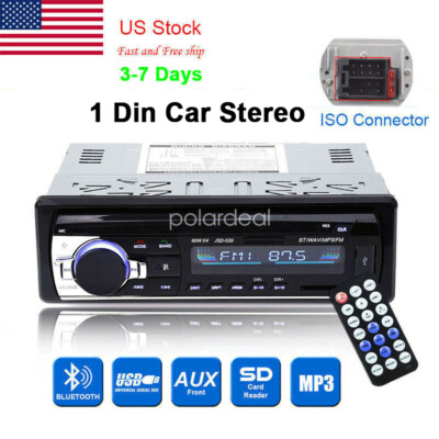 1 DIN Car Stereo Radio Bluetooth In Dash Handsfree SD//USB AUX Head Unit 12V FM