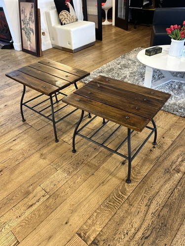 Pair Of Walnut Top End Tables - Picture 6 of 9