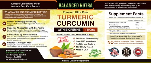Best Selling Turmeric Curcumin with Bioperine Black Pepper 1500mg Extra Strength - Picture 5 of 6
