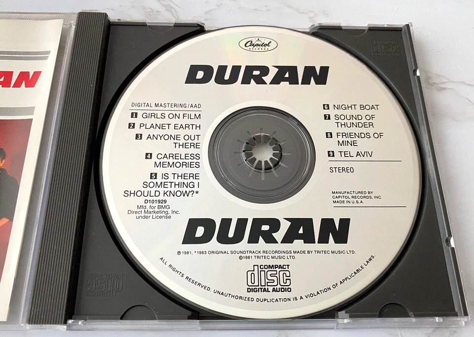 Duran Duran Self Titled CD ORIGINAL EARLY PRESS Capitol D101929 Simon Le Bon OOP - Image 2 of 4